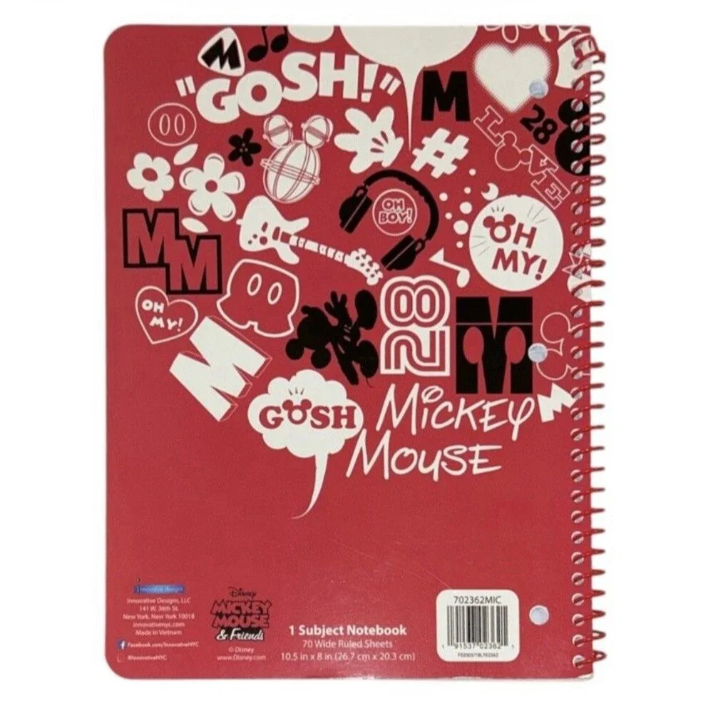 Disney Mickey Mouse & Friends Wide Ruled Spiral Notebook 70 Sheets